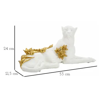 LEOPARDO Biały/Złoty 53x21,5x24 cm